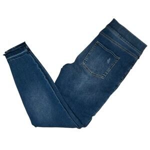 Spanx Womens Distressed Skinny Jeans Stretch Mid Rise Size L